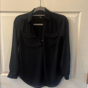 Ann Taylor Petite Black Button Down Shirt Size XXP